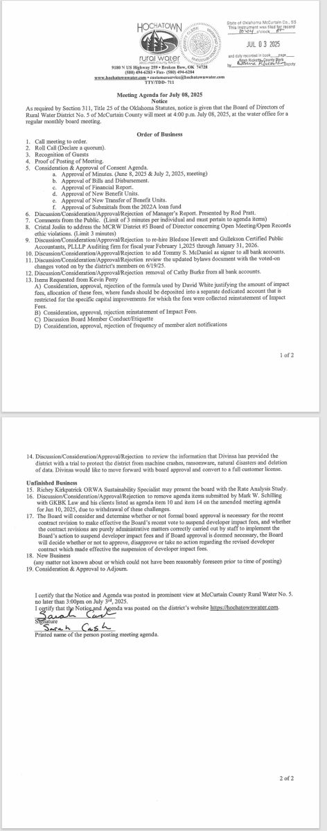 July 8, 2025 Board Meeting Agenda